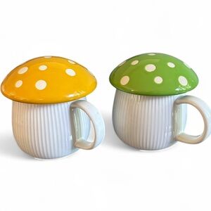 Cost Plus World Market Mushroom Mug Set - Yellow and Green